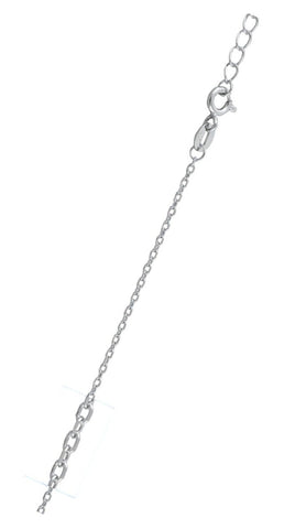 Sterling Silver Rhodium Plated 035-1.4mm Cable Chain With Extension