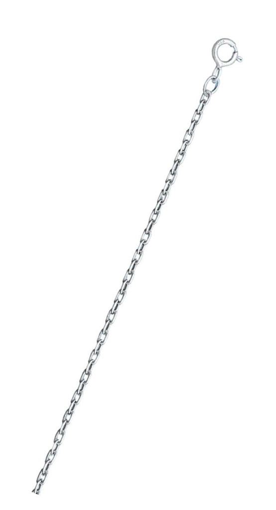 Sterling Silver Rhodium Plated 035-1.4mm Cable Chain with Spring Clasp Closure