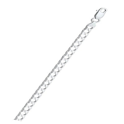 Italian Sterling Silver Square Curb 150-4.4mm Chain with Lobster Clasp Closure