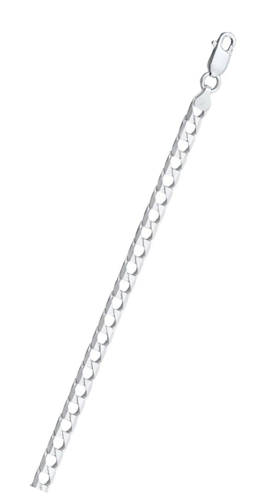 Italian Sterling Silver Square Curb 150-4.4mm Chain with Lobster Clasp Closure