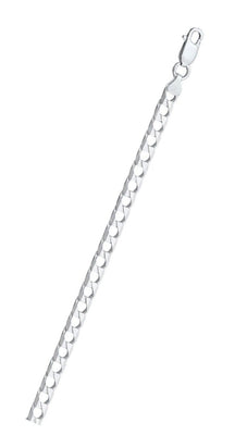 Italian Sterling Silver Square Curb 150-4.4mm Chain with Lobster Clasp Closure