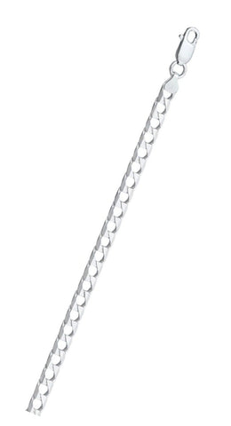 Italian Sterling Silver Square Curb 150-4.4mm Chain with Lobster Clasp Closure