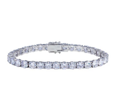 Load image into Gallery viewer, Sterling Silver Rhodium Plated Round CZ Tennis Bracelet