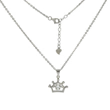 Load image into Gallery viewer, Sterling Silver Crown Dancing CZ in Motion Pendant Necklace