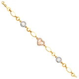 14K Tricolor 15Years CZ Bracelet