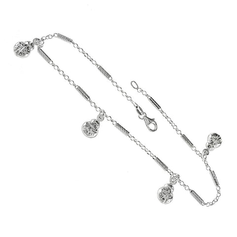 Italian Sterling Silver Ladybug Dangle Anklet