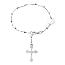 Load image into Gallery viewer, Italian Sterling Silver 3mm Rosary Rhodium BraceletAnd Length 7inchesAnd Width 3mm