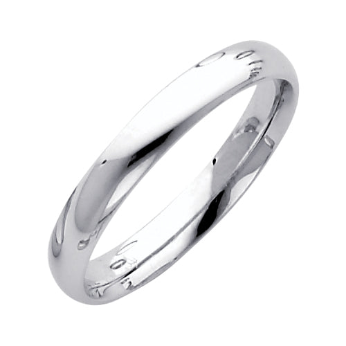 14K White Gold 3mm Classic Comfort Fit Wedding Band