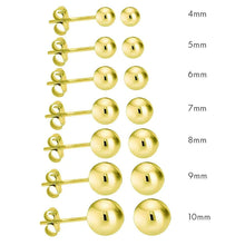Load image into Gallery viewer, Sterling Silver Gold Plated Bead Stud Earrings