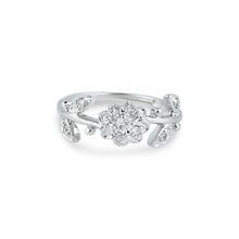 Load image into Gallery viewer, Sterling Silver Stylish Flower Design Inlaid with Clear Czs Band Ring
