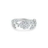 Sterling Silver Stylish Flower Design Inlaid with Clear Czs Band Ring