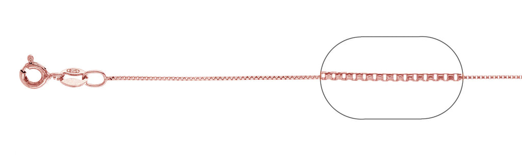Sterling Silver Rose Gold Plated Box 015-0.8mm Chain
