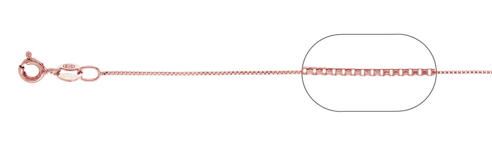 Italian Sterling Silver Rose Gold Plated 019-1mm Box Chain with Spring Clasp closure