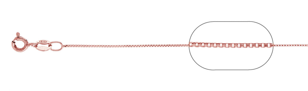 Italian Sterling Silver Rose Gold Plated 015-0.8mm Box Chain with Spring Clasp closure