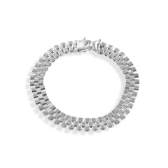 Sterling Silver Rhodium Plated Watch Band Style 9.1mm Bracelet