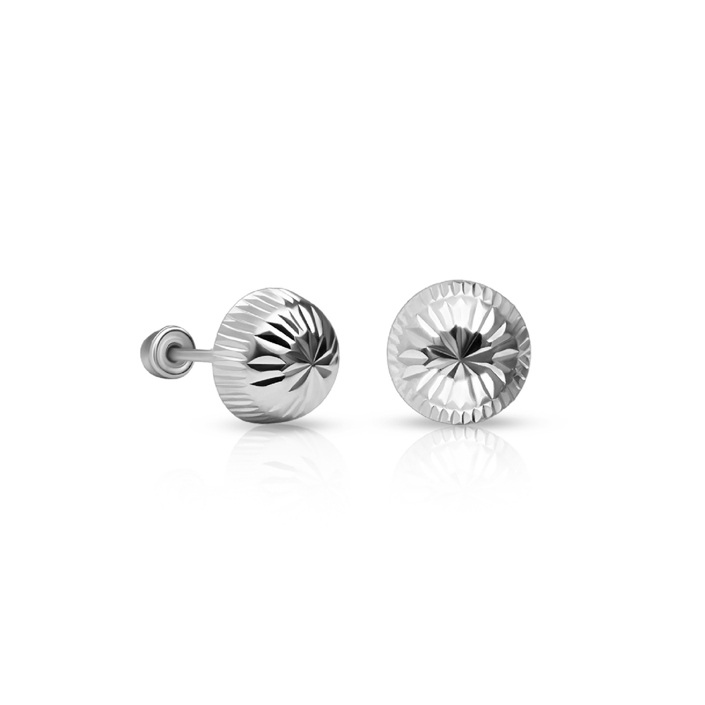 Sterling Silver Rhodium Plated Mushroom Screw Back Earring