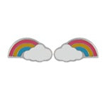 Load image into Gallery viewer, SilaDore Sterling Silver Rhodium Plated Rainbow Cloud Screw Back Earring