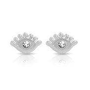 Sterling Silver Rhodium Plated CZ Eye Screw Back Earring