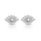 SilaDore Sterling Silver Rhodium Plated CZ Eye Screw Back Earring