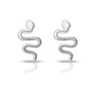 Sterling Silver Rhodium Plated Snake Screw Back Earring