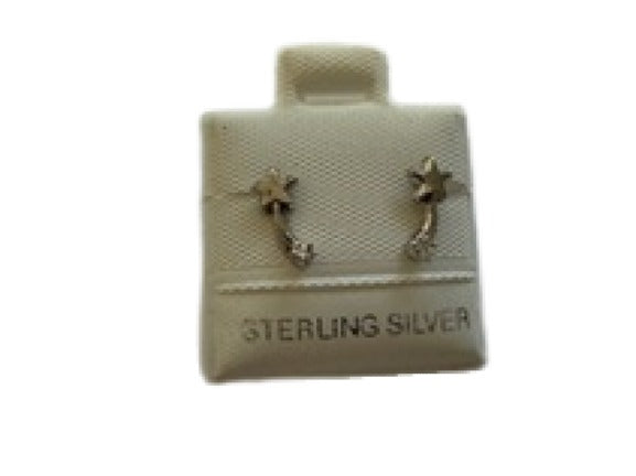 SilaDore Sterling Silver Rhodium Plated Shooting Star Screw Back Earring