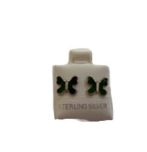 Load image into Gallery viewer, SilaDore Sterling Silver Rhodium Plated Enamel Green Butterfly Screw Back Earring