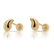Sterling Silver Gold Plated Large Tear Drop Screw Back Earring