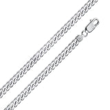 Italian Sterling Silver Rhodium Plated Miami Curb Chain 180- 6.1 mm with Lobster Clasp Closure