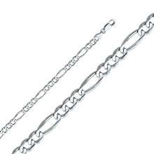 Load image into Gallery viewer, 14K White Gold 6mm Lobster Figaro 3? Concave Regular Link Chain With Spring Clasp Closure