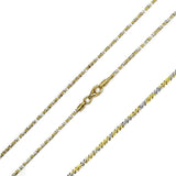 Italian Sterling Silver Gold Plated Diamond Twisted 2 Toned Roc Chain 030-1.7 MM with Lobster Clasp Closure