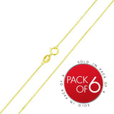 Pack of 6-Sterling Silver Yellow Gold Plated Diamond Cut 0.9mm Anchor Chain with Spring Clasp Closure