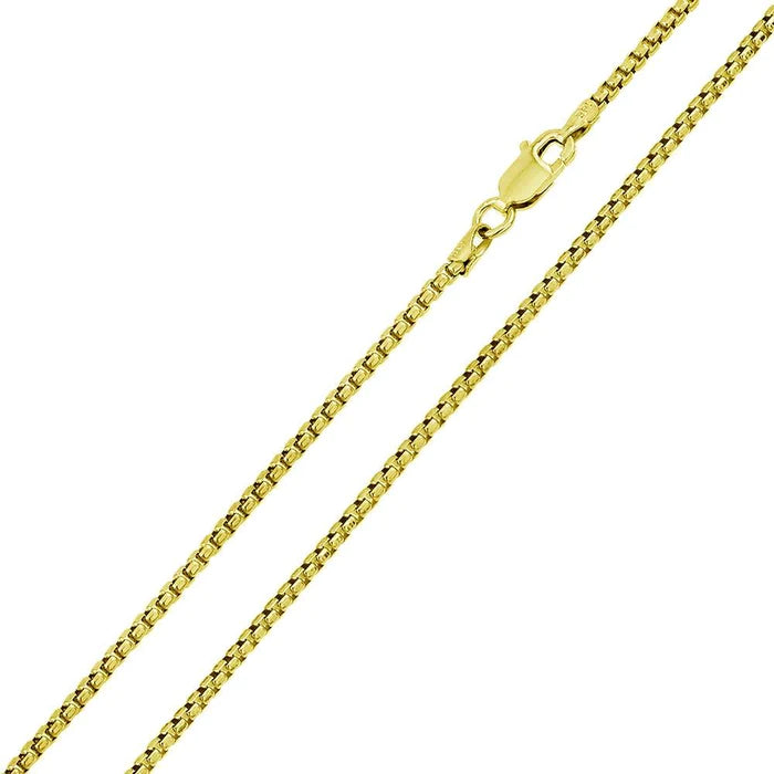 Sterling Silver Yellow Gold-Plated Round Box 015-.9mm Chain with Spring Clasp