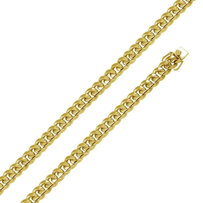Italian Sterling Silver Gold Plated Miami Curb Chain Link 400-12.8 MM with Box Lock Clasp Closure