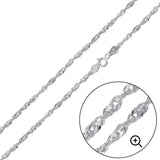 Sterling Silver High Polished Singapore 1.5mm-025 Chain with Spring Clasp Closure