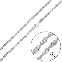 Load image into Gallery viewer, Italian Solid Sterling Silver Singapore Chain 035 - 2MM Elegant Necklace with Spring Ring Clasp Closure