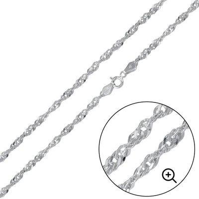 Italian Solid Sterling Silver Singapore Chain 035 - 2MM Elegant Necklace with Spring Ring Clasp Closure
