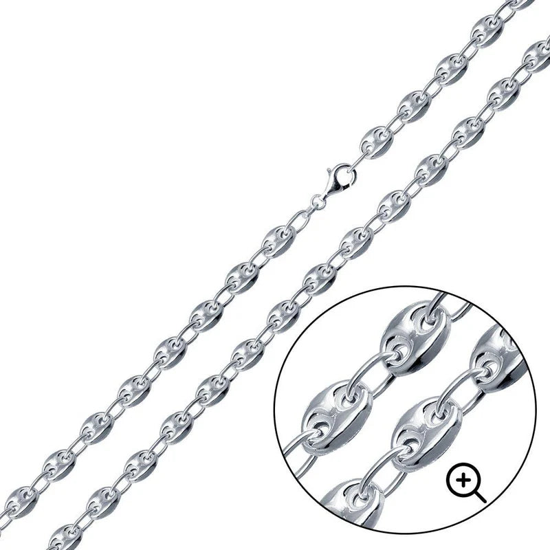Sterling Silver Puffed 6mm Mariner Chain