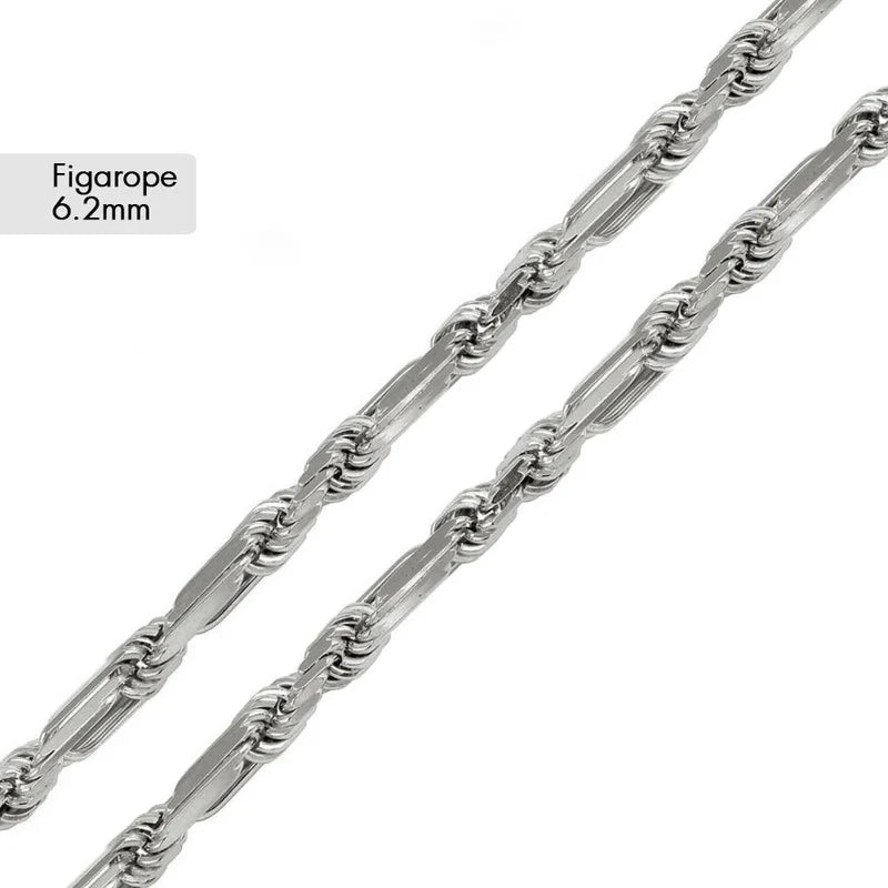 Sterling Silver Figarope Milano 6.8mm Bracelet, Length 9"