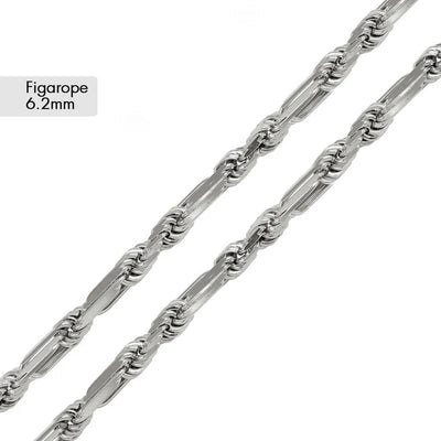 Sterling Silver Figarope Milano 6.8mm Bracelet, Length 9