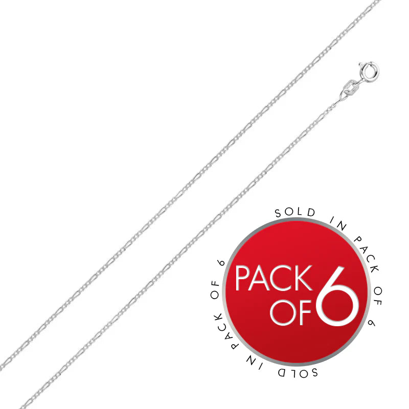 Pack of 6 Sterling Silver Super Flat Figaro 1.2mm-035 Chain
