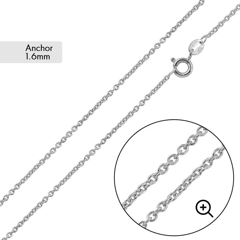 Sterling Silver Anchor 040-1.6MM Chain-18"