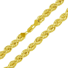 Sterling Silver Gold Plated Hollow 9.3mm Rope Chains