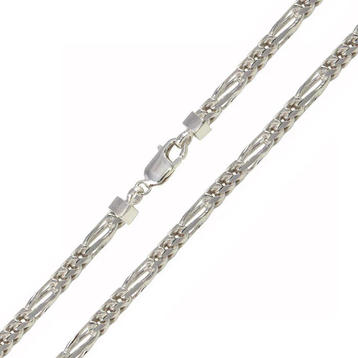 Sterling Silver Rhodium Plated 5mm Figaro Franco Chain