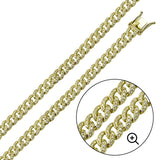 Sterling Silver Gold Plated CZ Encrusted 8.9mm Curb Chain