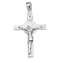 Load image into Gallery viewer, Sterling silver San Benito Crucifix Cross Pendant, Width 27mm, Height 2 Inches