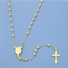 Load image into Gallery viewer, 3MM Sterling Silver Gold Plated Chain with Beads And Cross Pendant Rosary Necklace