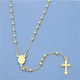 3MM Sterling Silver Gold Plated Chain with Beads And Cross Pendant Rosary Necklace