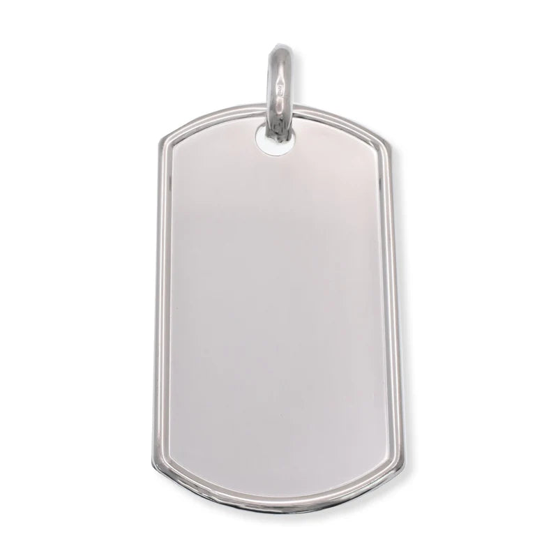 Sterling Silver High Polish Raised Edges Dogtag-22.7mm x 40.2mm