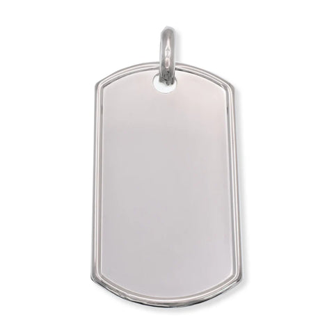 Sterling Silver High Polish Raised Edges Dogtag-22.7mm x 40.2mm