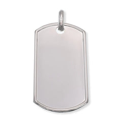Sterling Silver High Polish Raised Edges Dogtag-22.7mm x 40.2mm